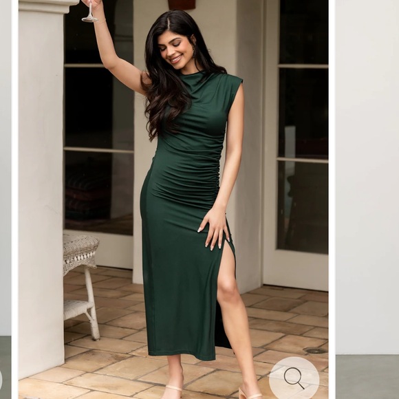 Baltic Born Dresses & Skirts - Baltic Born Dark Green Ruched Maxi Dress